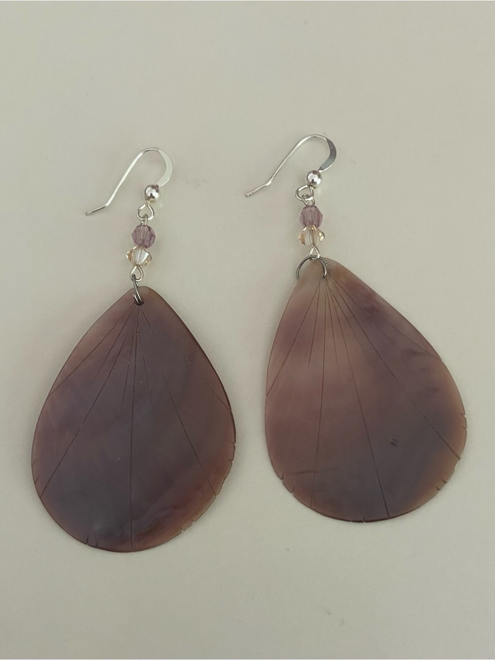 Handmade Lavender Teardrop Shell Earrings - Women's Fashion Jewelry